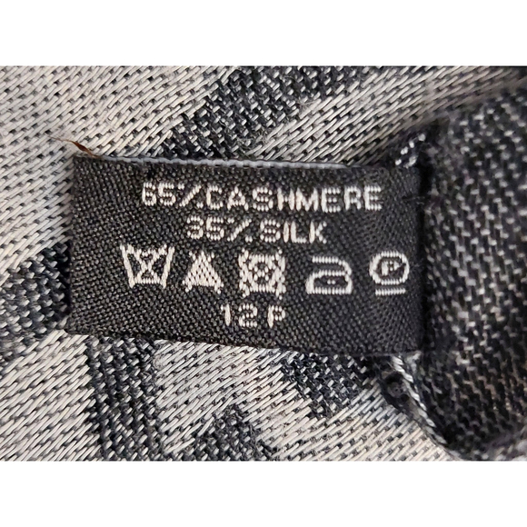 Gucci Black Gray GG Logo Print Red & Green Stripe Cashmere Silk Scarf Pre-owned - Picture 15 of 16